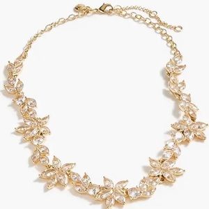 J.CREW•gold floral leaves crystal statement necklace NWOT